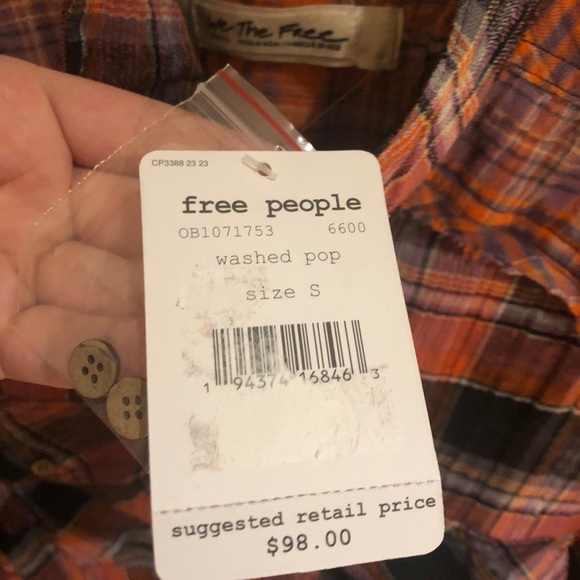 NWT free people front tie plaid button down - Picture 2 of 2